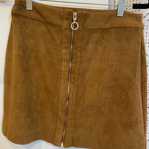 70s Style Suede Brown Mini Skirt